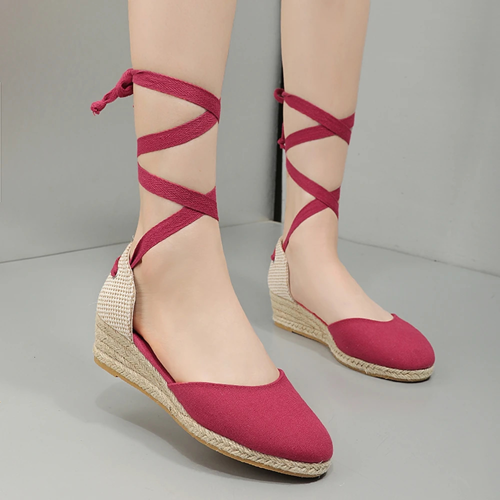 COSYSUSY Wedges Shoes Slip on Closed Toe Espadrille Platform Women Sandals 2024 Summer Sandalias De Mujer Zapato 250118