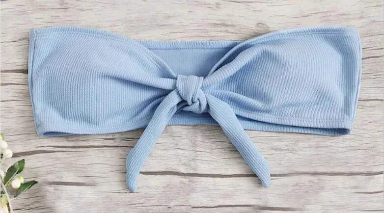 Womens Sexy Tube Top Bow Split Bikini Swimsuit Swim trunks Swimming Suit For Women Swimwear Pants 250208Z