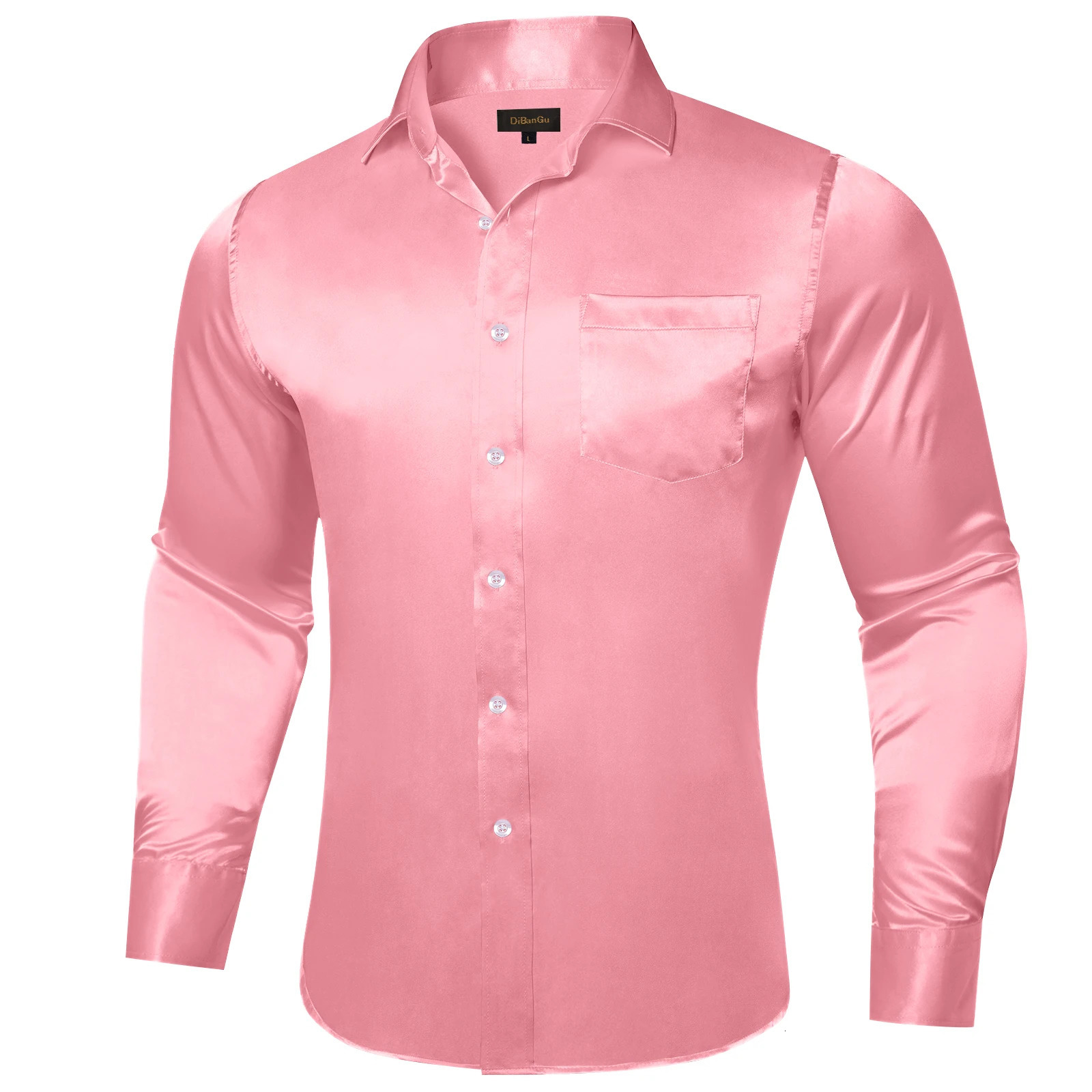 Satin Mens Plain Shirts Long Sleeve Tuxedo Prom Red Blue Gold Social Dress Shirt Smooth Blouse Men Clothing 250207