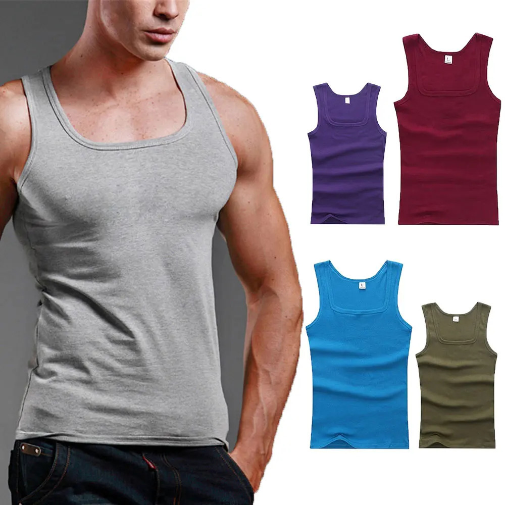 Casual Men Vest Cool Fitness Sleeveless Tops Undershirt Plus Size Clothing Tank Summer Black White Gray Male 250207