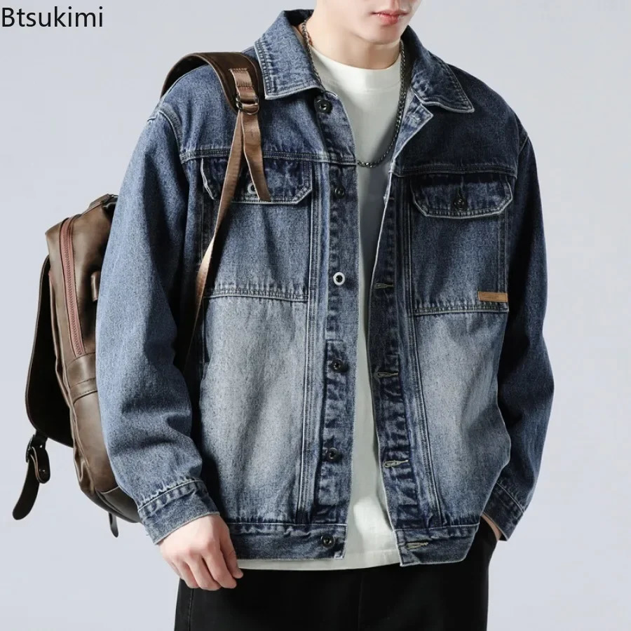 Spring Autumn Mens Cowboy Jacket Stylish Casual Daily Men Clothing Trend Handsome Male Denim Coats Loose Retro Jeans 250207