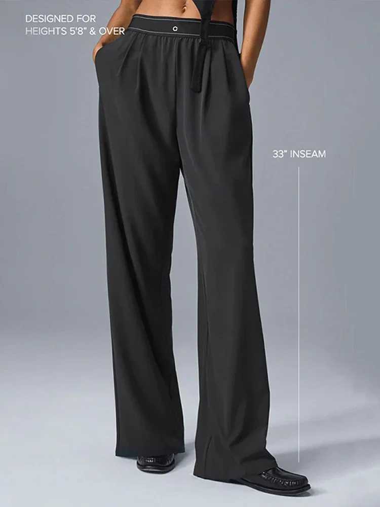 Yoga Outfit 2025 Pants Suit Up Trouser Sports Womens High Waisted Straight Leg Wide Casual Outdoor Comfortable Versatile H250207