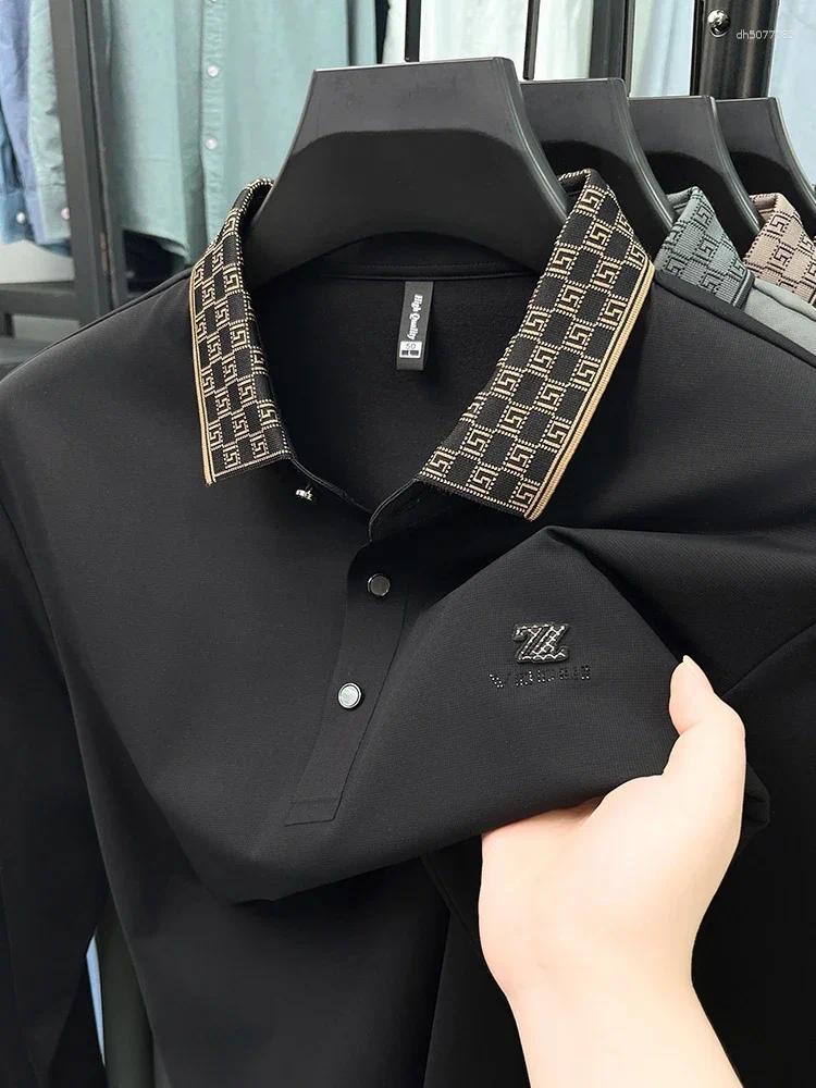 Mens Polos Designer Luxury Polo Shirt Lapel Z Embroidered Seamless Long-sleeve T-shirt Autumn Business Fashion Exquisite Wear