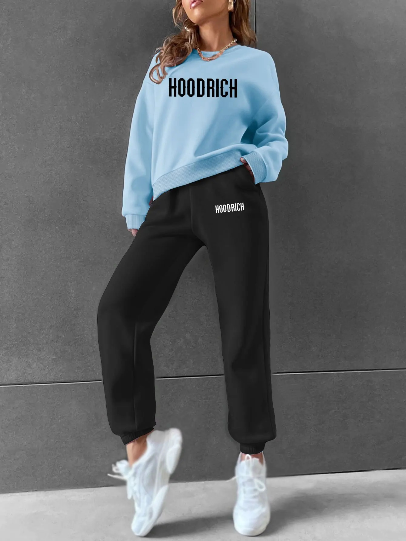 women Hoodiessweatpant set Hip Hop Street Casual Printed HoodRich Oversize Loose Sweatshirts Autumn Warm Fleece Clothing 250110