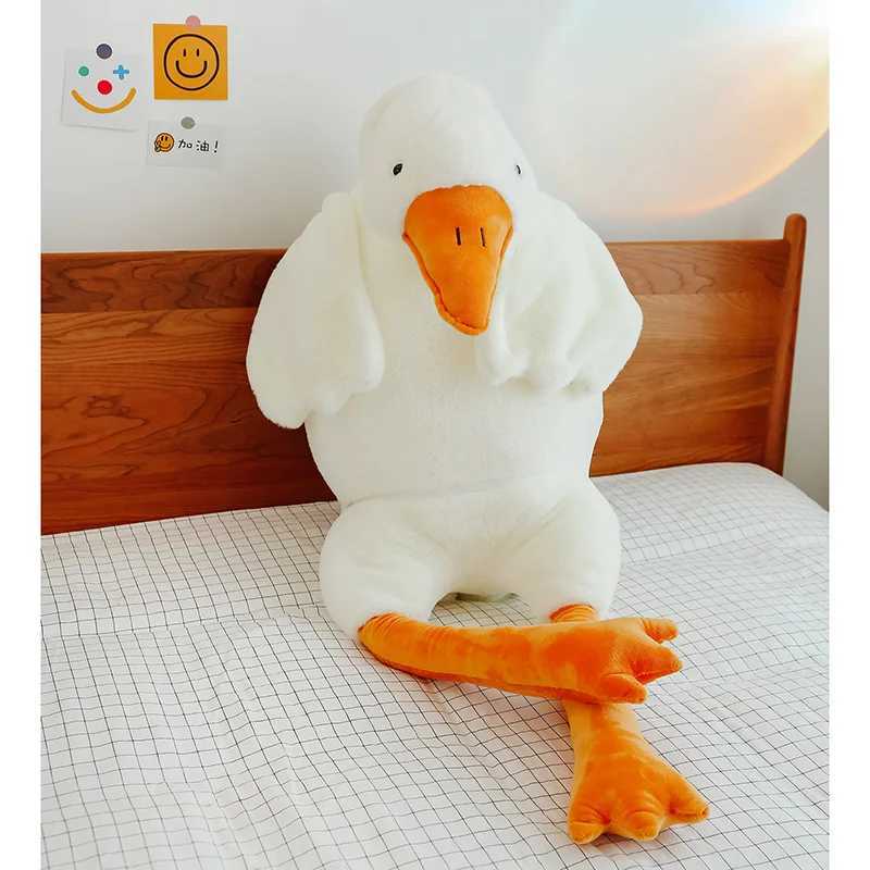 90-190cm Lovely White Throw Plush Toy Big Goose Doll Sleep on Bed Birthday Gift Girl Envio Gratis Stuffed Toys Free shipping