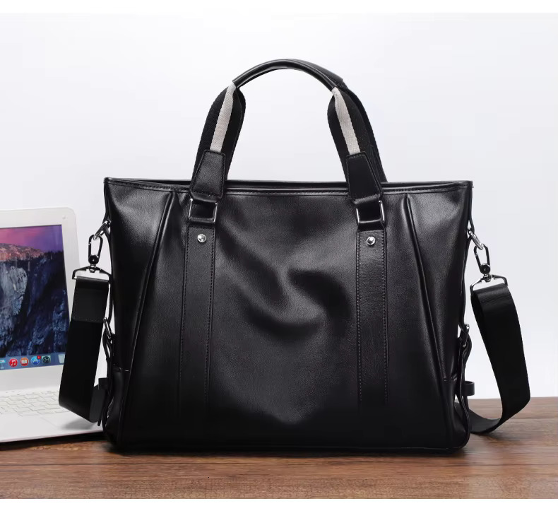 New Design Genuine Leather Men Briefcase 15.6 Inch Laptop Handbag Totes Male Shoulder Messenger Bag
