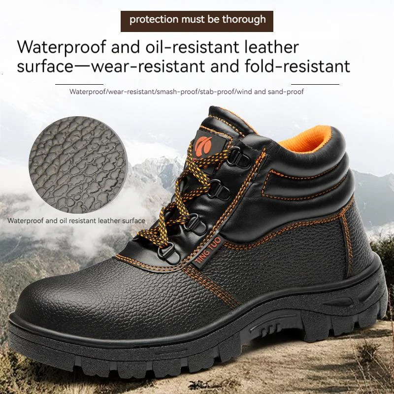 Wear-resisting Men Work Safety Boots Anti-smash Anti-puncture Work Sneakers Waterproof Boots Indestructible Protective Work Boot 250208