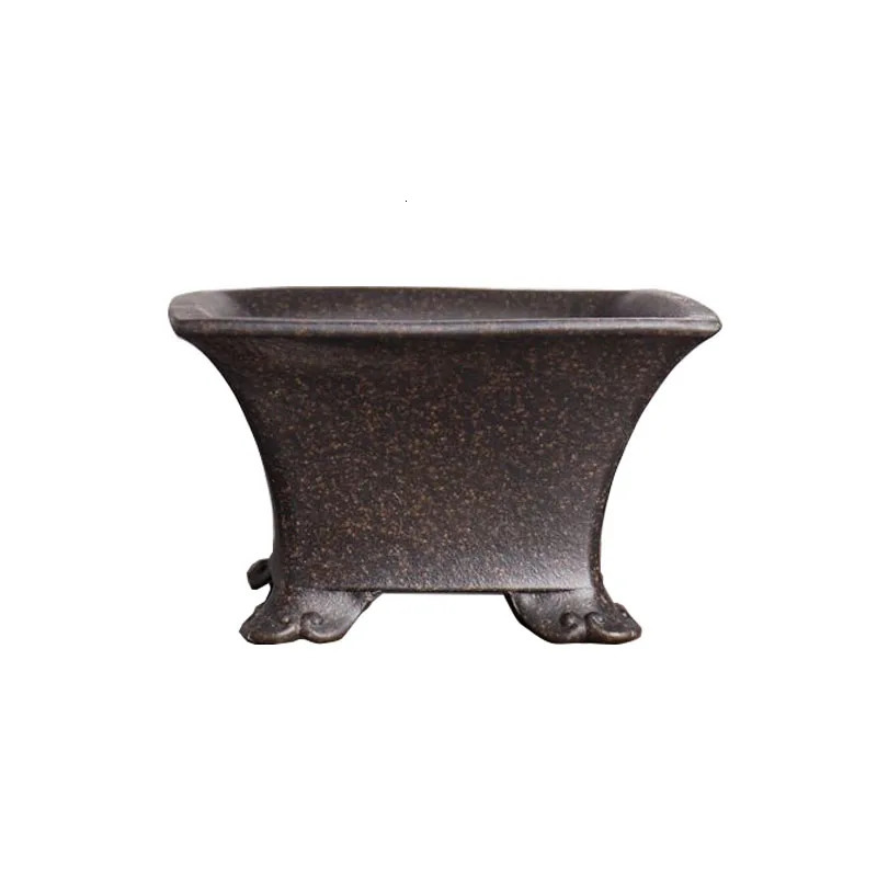 PurPle Clay Ceramic Square Bonsai Pot Tradition Chinese Shape Garden Decoration 250214