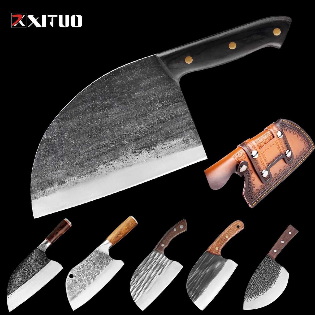 XITUO Kitchen Knife Cleaver Handmade Forged Knife High Carbon Steel Meat Bone Vegetable Nakiri Chef Knives Chopping Cooking Tool W250208