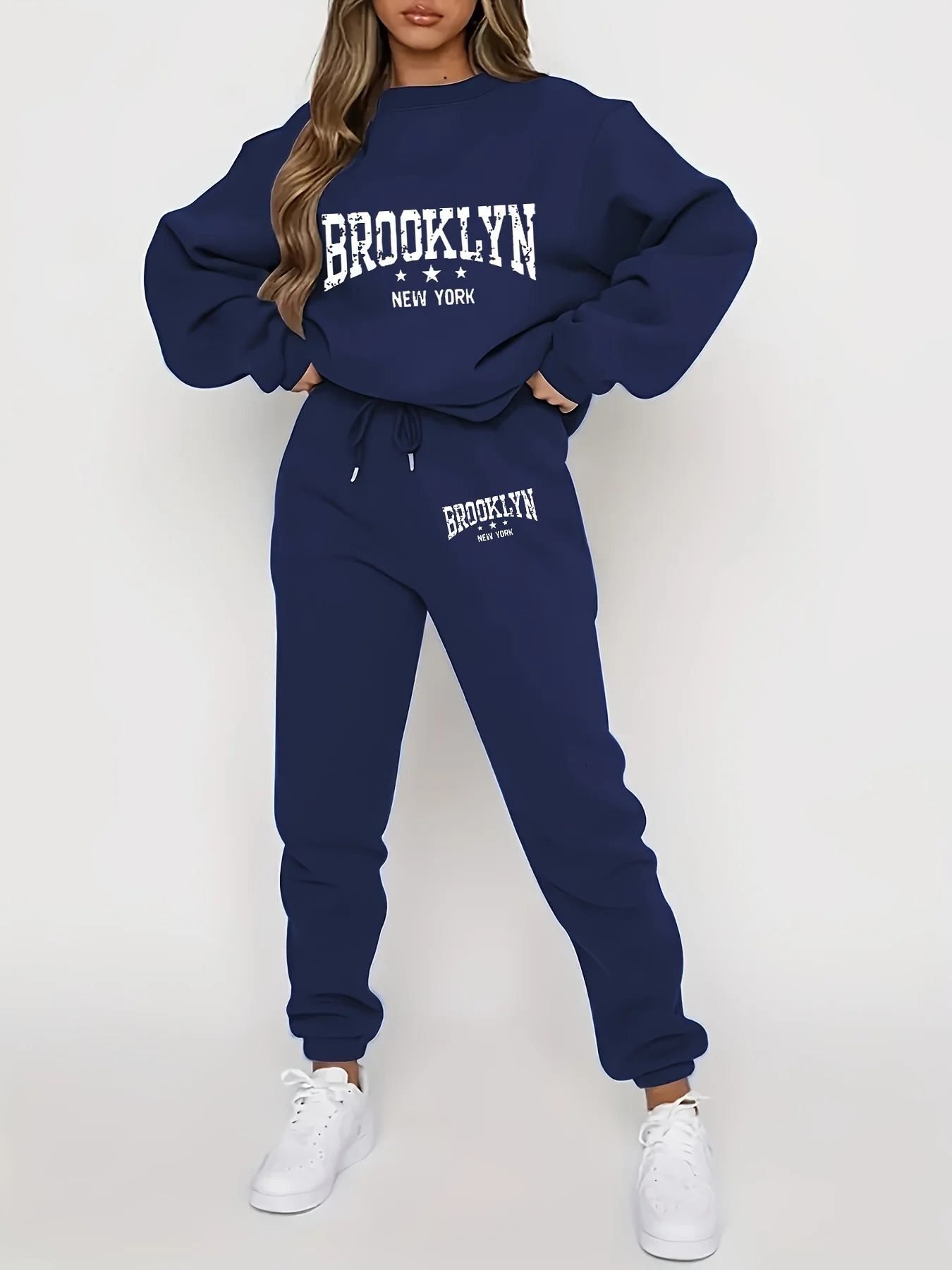 Autumn Winter Womens Sweater Pants Set Women Hoodie set Street Hip Hop Clothing Casual Female Clothing Plush sweatshirt 250207