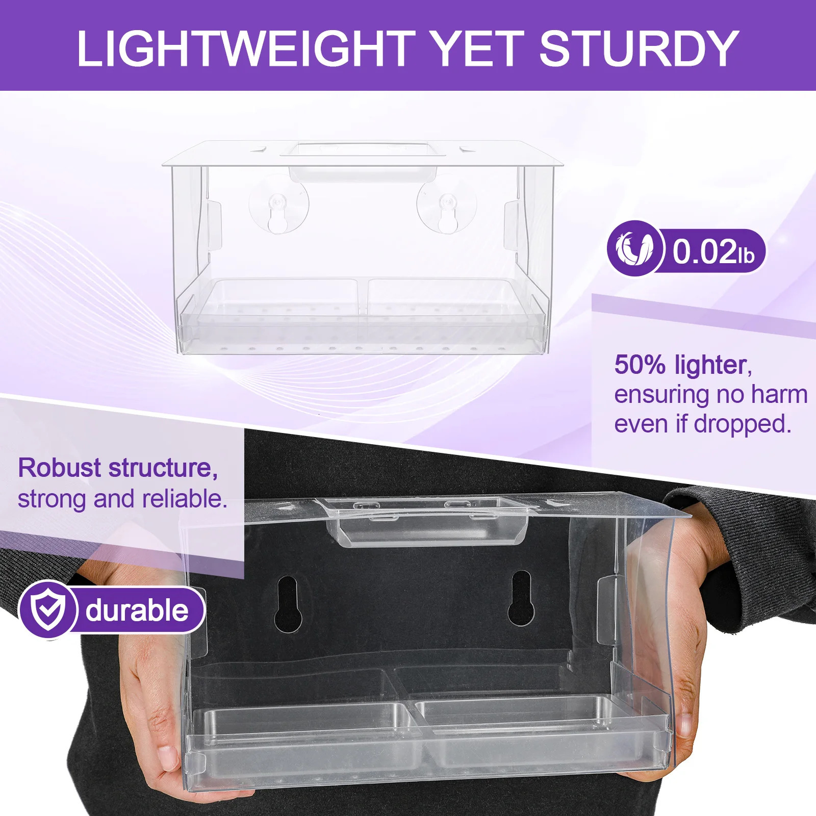 Bird Feeder Window Mount Bird Watching Transparent Outside Birdhouse for Finches Chickadees Wild Birds Bluebird 250207