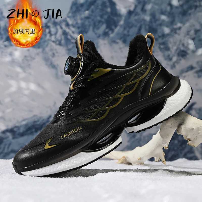 Winter New Plush Leather Sneaker Thickened Casual Mens Shoes Rotary Buckle Running Shoes Fashion Trend Shoes Couple Shoes 37-45C250304