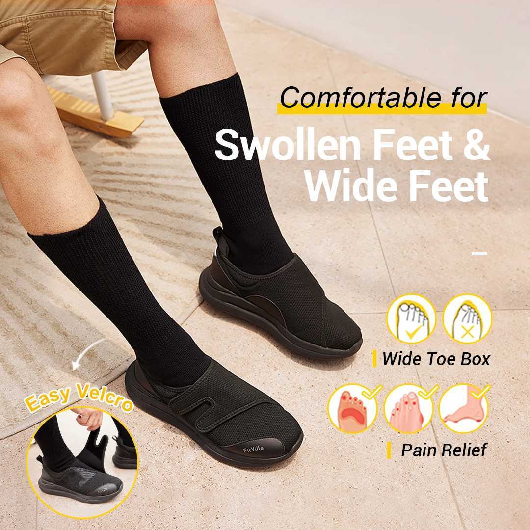 FitVille Diabetic Shoes for Men Extra Wide 4E Walking Shoes for Swollen Feet Orthopedic Adjustable with Arch Support CushioningC250207