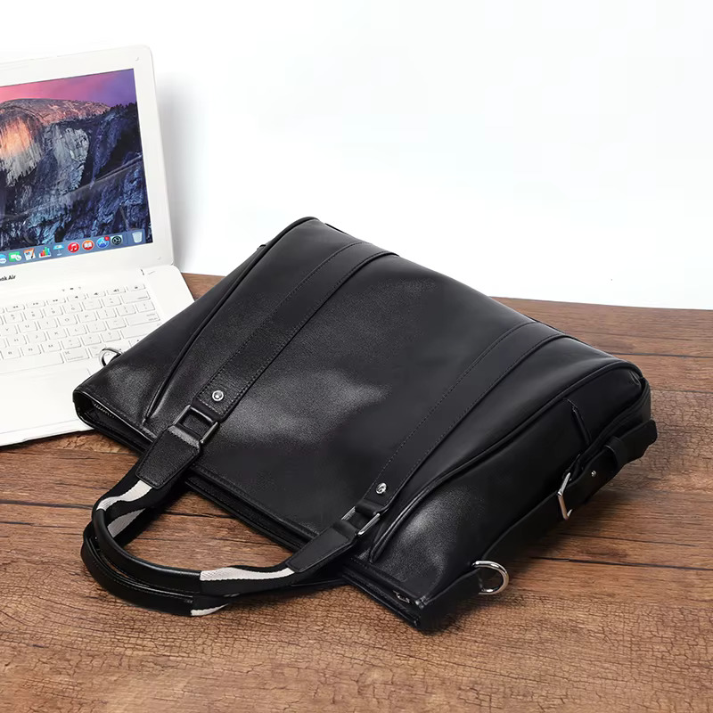 New Design Genuine Leather Men Briefcase 15.6 Inch Laptop Handbag Totes Male Shoulder Messenger Bag