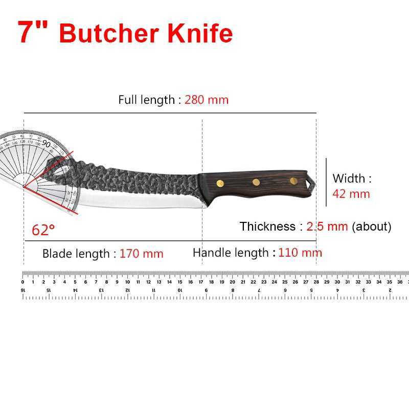 7 inch Forged Slaughter Boning Knife Stainless Steel Kitchen Chef Fish Fillet Knife Household Meat Cleaver Butcher Knives W250208