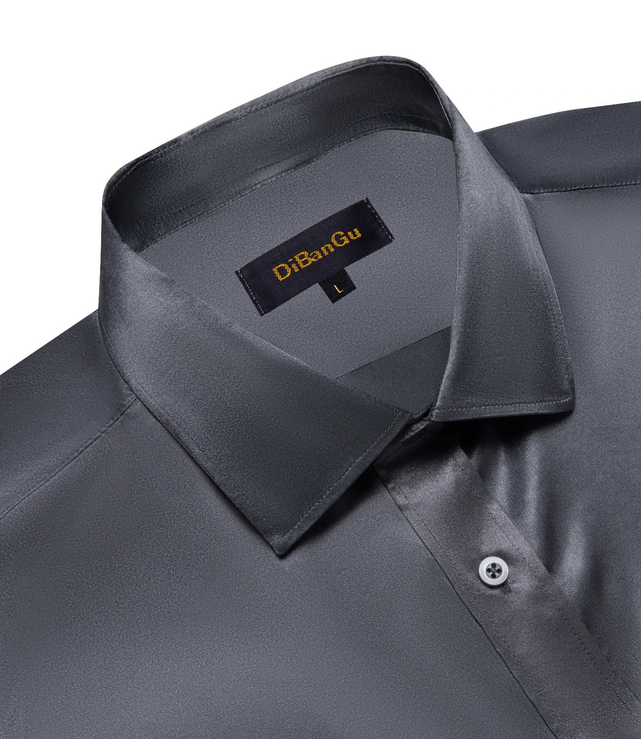Silk Satin Mens Long Sleeve Shirt Dark Grey Brown Orange Purple Solid Color Button Down Collar Dress Shirt for Party 250207