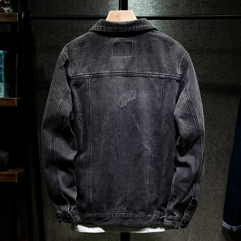 Men Denim Coats Thick Jackets Turn Down Collar Full Sleeve Jacket Single Breasted Slim Fit Regular Casual Coat Autumn Winter 250207