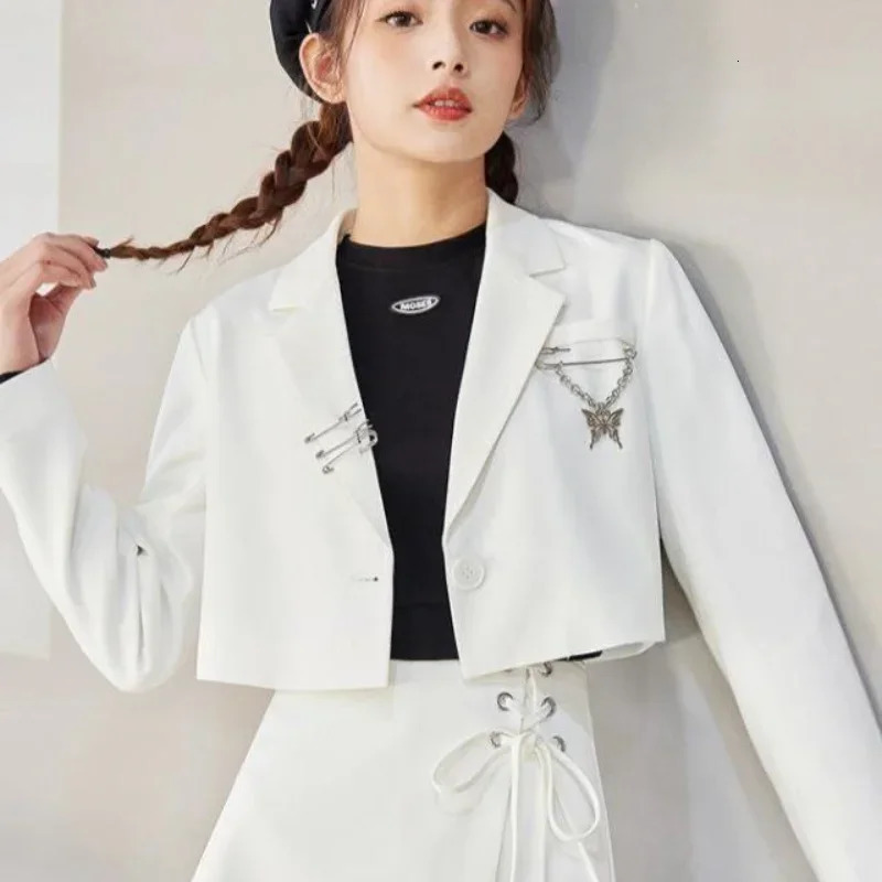 Cropped Blazers Womens er Chain Recess Hipsters S-3XL Youth Autumn Ulzzang Street Clothing Personalized Youth Y2k Coat 250207