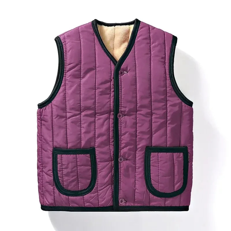 Winter Plus Fleece Thicken Warm Cotton Vest Men Gift for Father Husband Casual Loose Comfortable Sleeveless Jacket Clothing 250110
