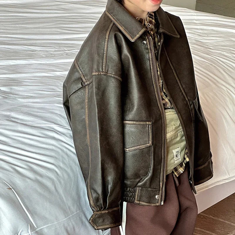 Vintage Leather for Kids Boys Coat Autumn Winter Street Handsome Warm Kids Leather Jacket Fashion Waterproof Children Outwear 250113