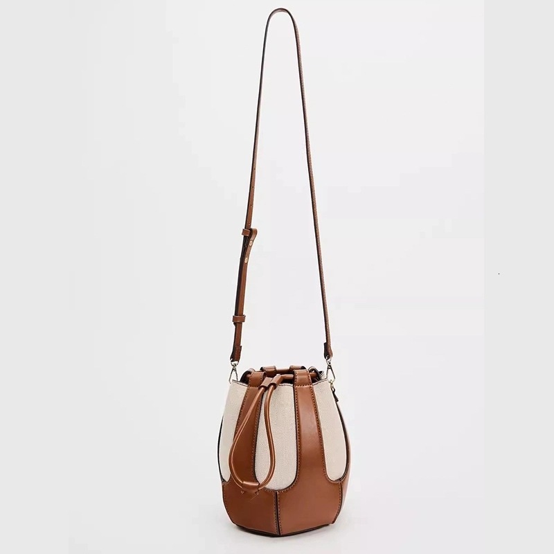 designer bag ZR Home New Splicing Multi Color Drawstring Bucket Large Capacity Commuter Fashion Leisure Single Shoulder Crossbody Bag