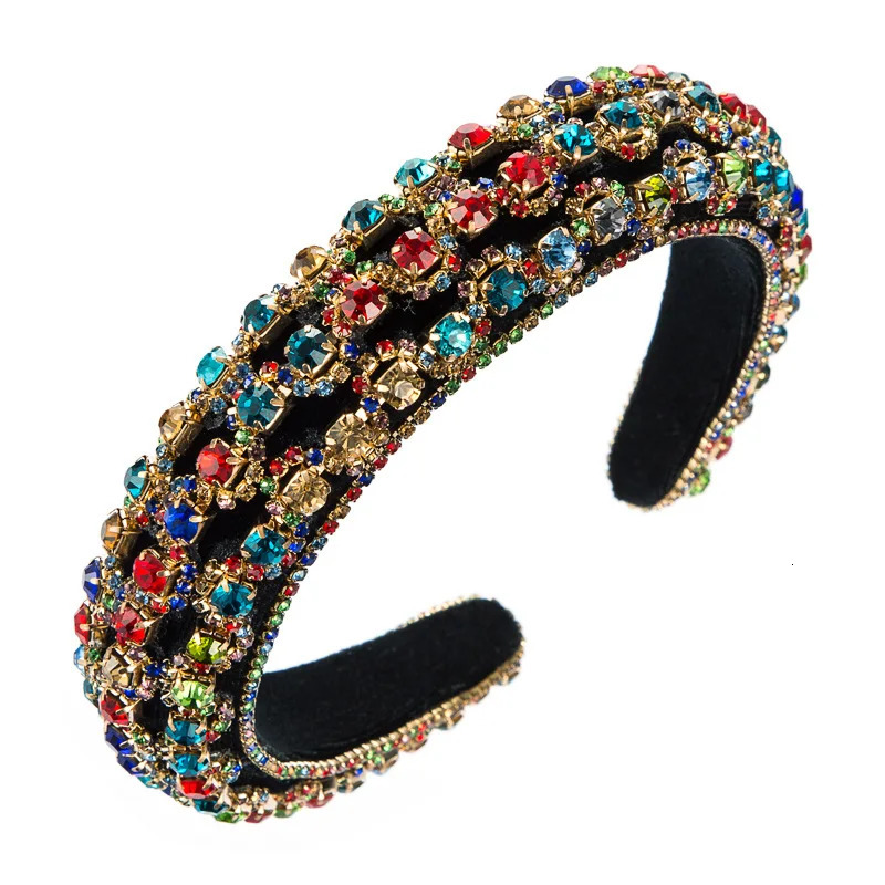 Hand Sewn Baroque Headbands Rhinestones Sponge Padded Hairbands Exquisite Wedding Brided Headpiece 250207