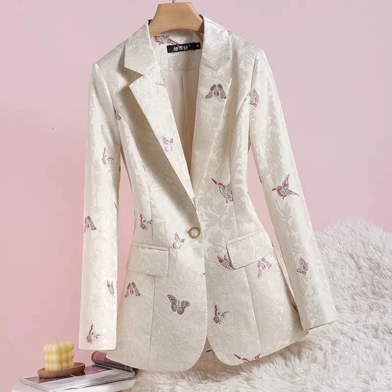 Elegant Business Lady Jacket Women Full Sleeve Work Blazer Female Casual Coat Print Blazer Women Clothing 250207