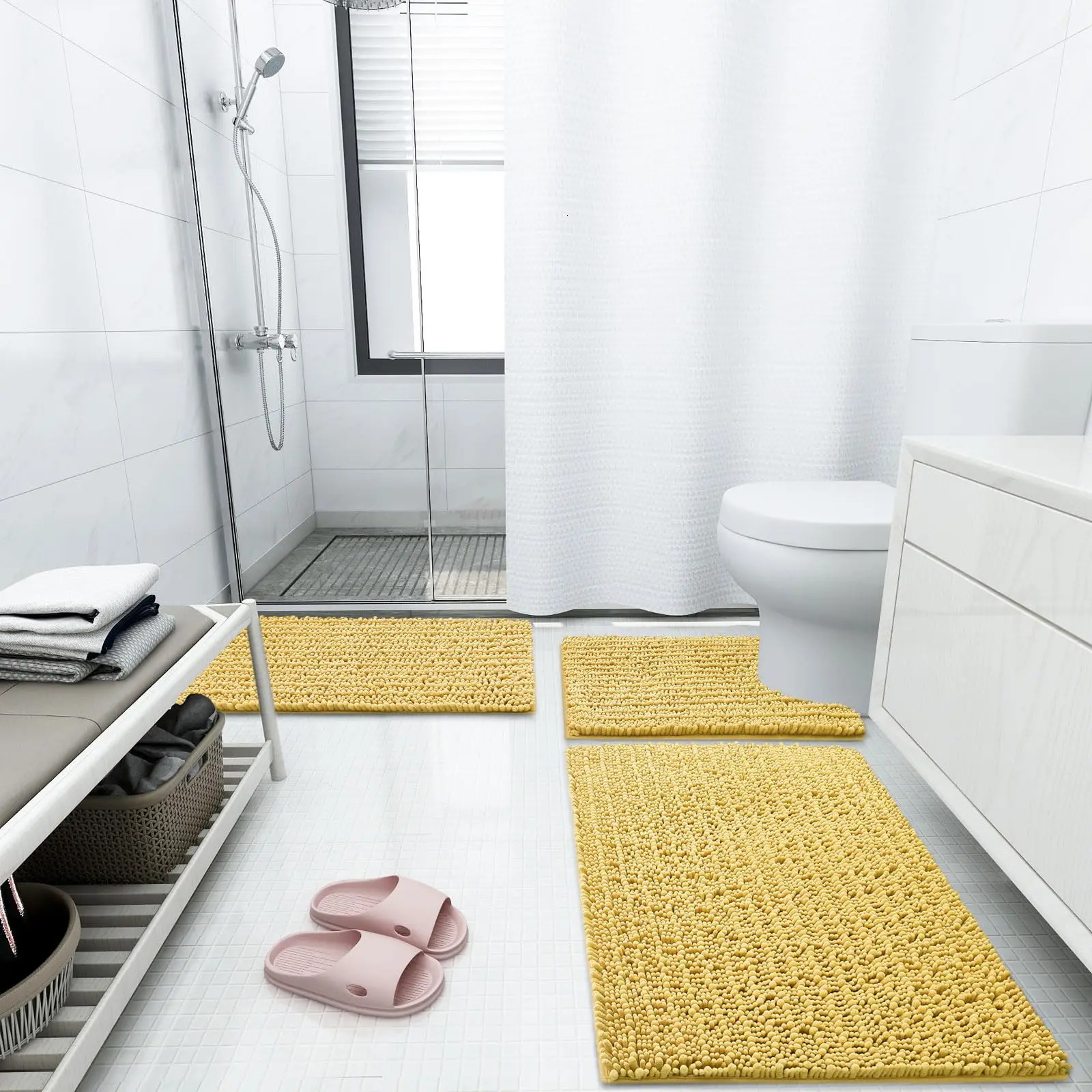Olanly Chenille Bath Mats Extra Soft Thick Absorbent Bathroom Rug Mat Bathroom Mats Washable Cozy Bath Mat For Shower 250206
