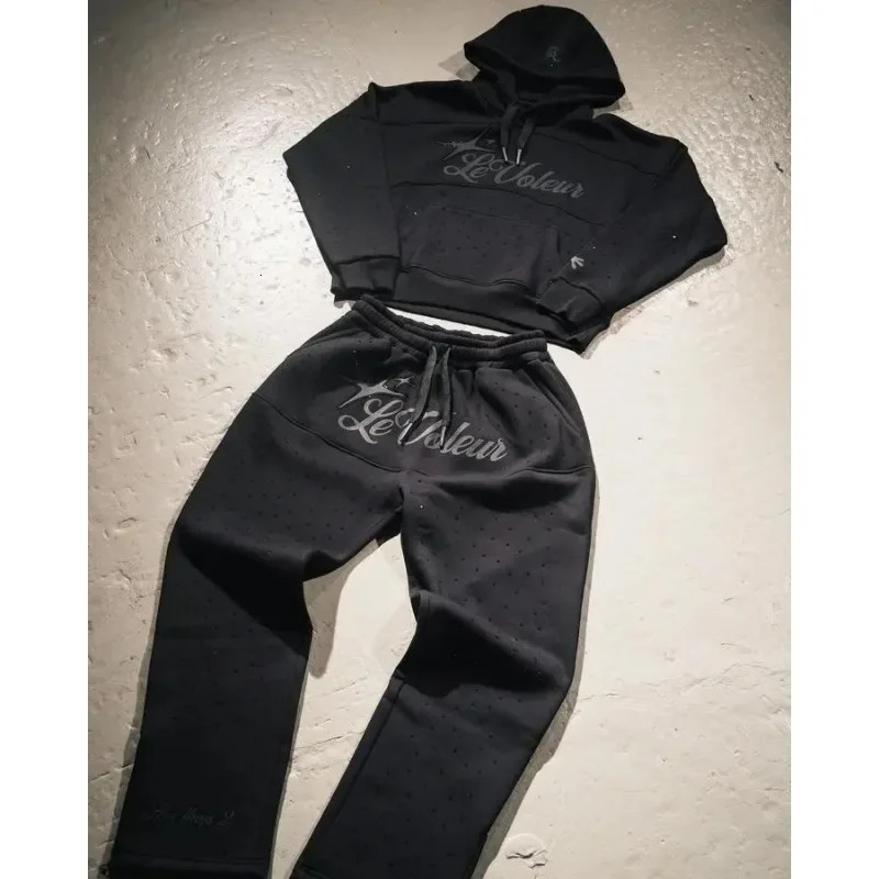 Street Bright Brick Set Letter Drawstr Longsleeved Hoodie for Men Y2K 2piece Fashion Able Sports Versatile Sets American 250113