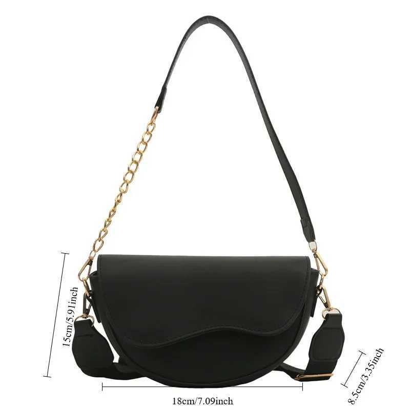 Small Leather Saddle Armpit Bags for Women Summer Chain Fashion Double Straps Shoulder PU Leather Crossbody Bags Festival GiftC250208