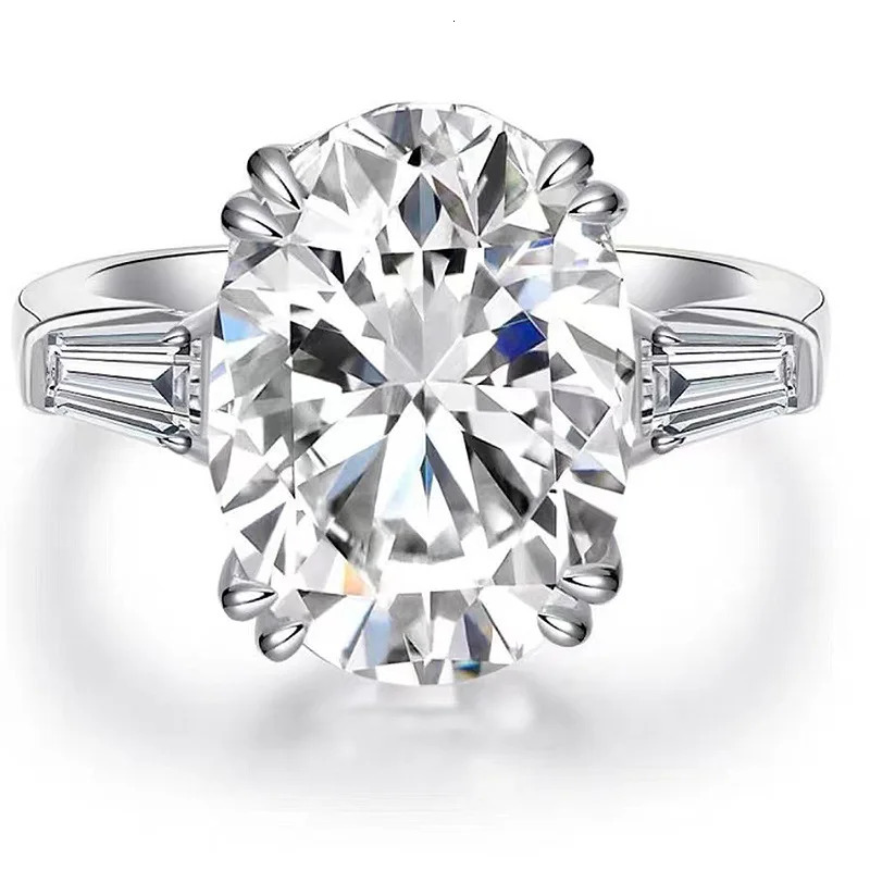 Classic Oval 4ct Diamond Ring 100% Real 925 Sterling Silver Party Wedding Band Rings for Women Men Engagement Jewelry 250121