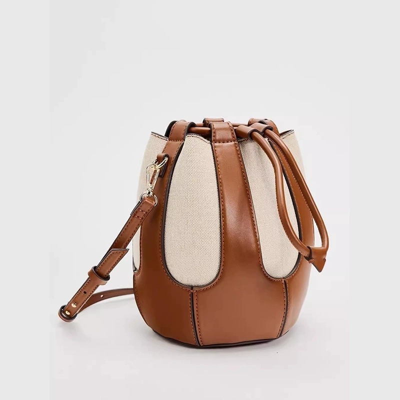 designer bag ZR Home New Splicing Multi Color Drawstring Bucket Large Capacity Commuter Fashion Leisure Single Shoulder Crossbody Bag