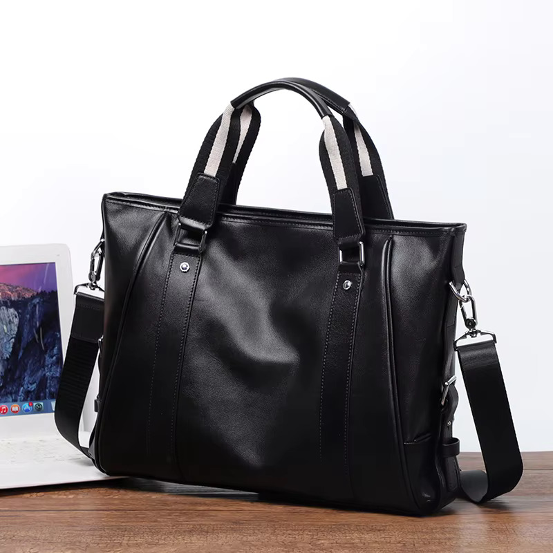 New Design Genuine Leather Men Briefcase 15.6 Inch Laptop Handbag Totes Male Shoulder Messenger Bag