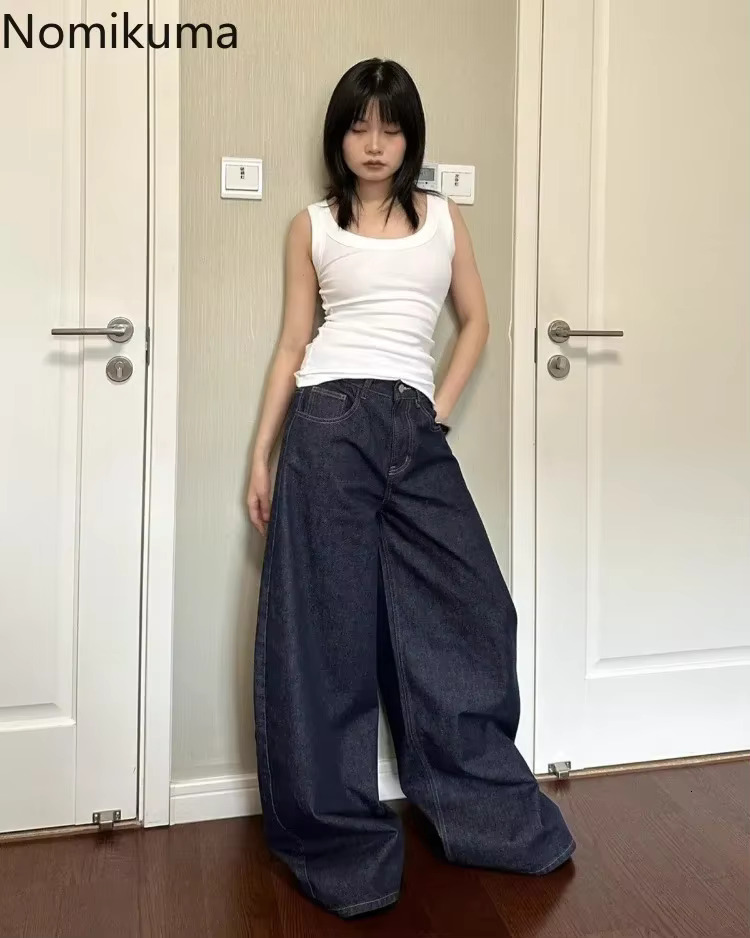 Jeans Women Streetwear Chic Y2k Wide Leg Pants 2024 New Bottms High Waist Straight Denim Trousers Casual Korean Pantalon Femme