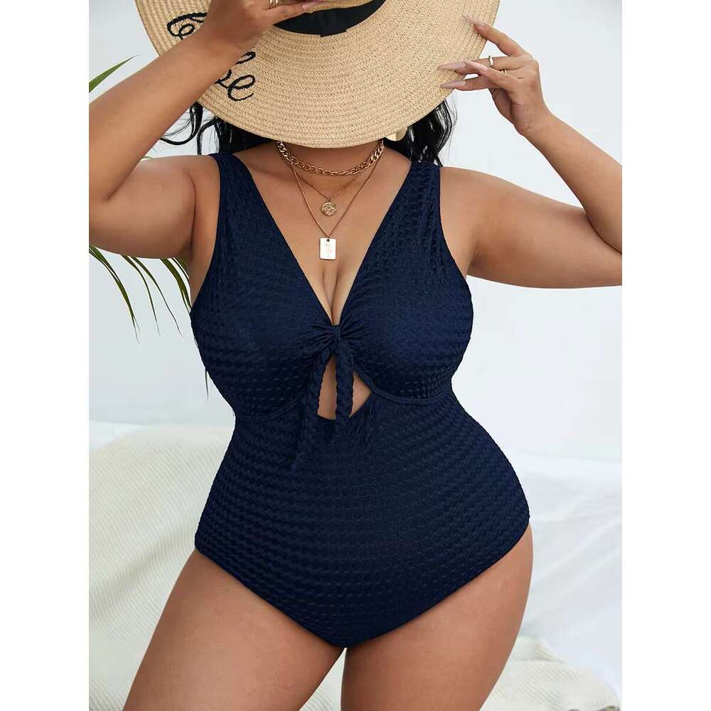 Large Plus Size Solid Hollow One Piece Swimsuit Women Bodysuit Swimwear Female Bathers Bathing Swimming Swim Suit Beachwear