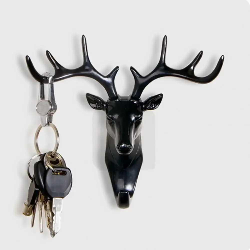 Fashion Cute Antler Hook Deer Key Holder Hanger Living Ro Wall Decorative Ornament He Decor Accessories Y250208