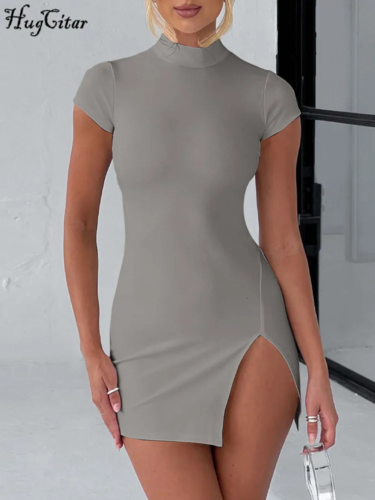 Quick view Wish list Short Sleeve Lace Up Backless Mini Dress For Women Side Slit Bodycon Skinny Sexy Streetewar Casual Outfits Club 250208Z