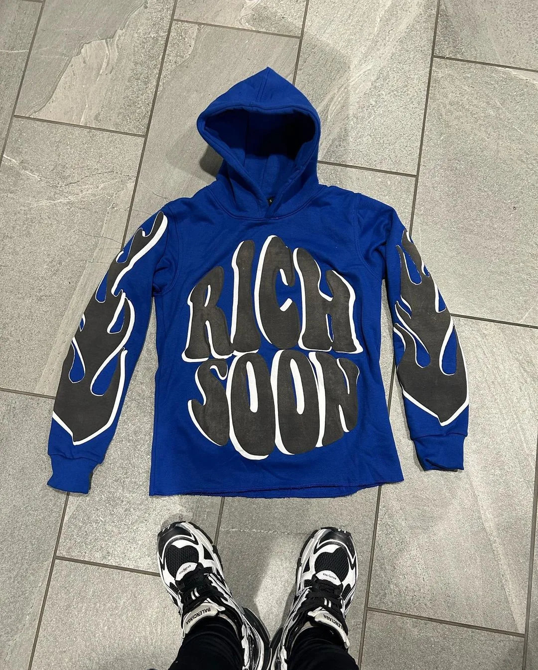 Mens Rich soon Hoodie Loose Sweatshirt Y2k Cute Pullover Fashion Printed Top AutumnWinter Aesthetic Clothing 250207