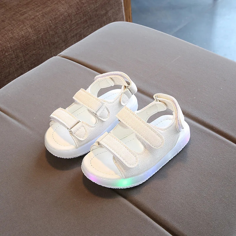 Childrens Shiny Light Shoes Little Kids Glowing Light Sandals Little Girls LED Light-up Shoes Childrens Luminous Beach Sandals 250121