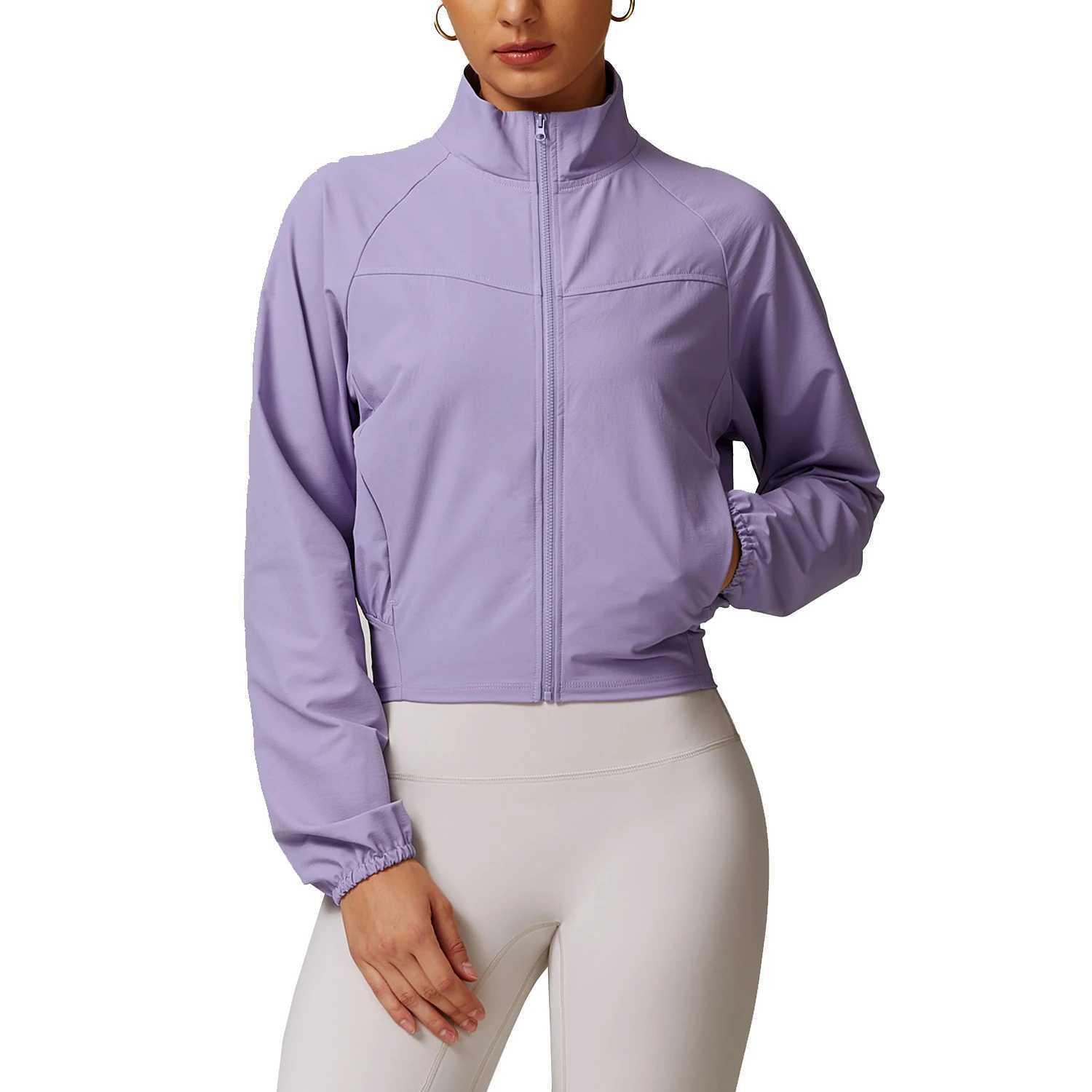 Yoga Outfit Long Sleeve Pocket Sports Jacket Women Zip Fitness Shirt Gym Top Activewear Running Coats Workout Clothes Woman H250207