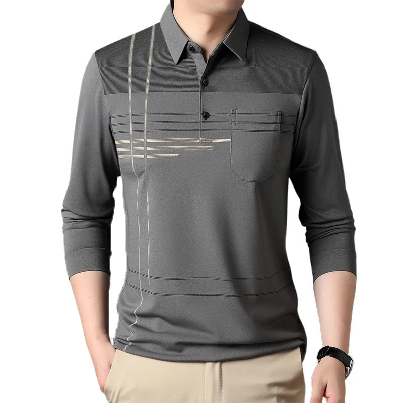 Autumn Mens Long Sleeve Polo Shirts Regular Fit Casual Men T Shirt Business Large Streetwear Lightweight Vintage Tops 250207