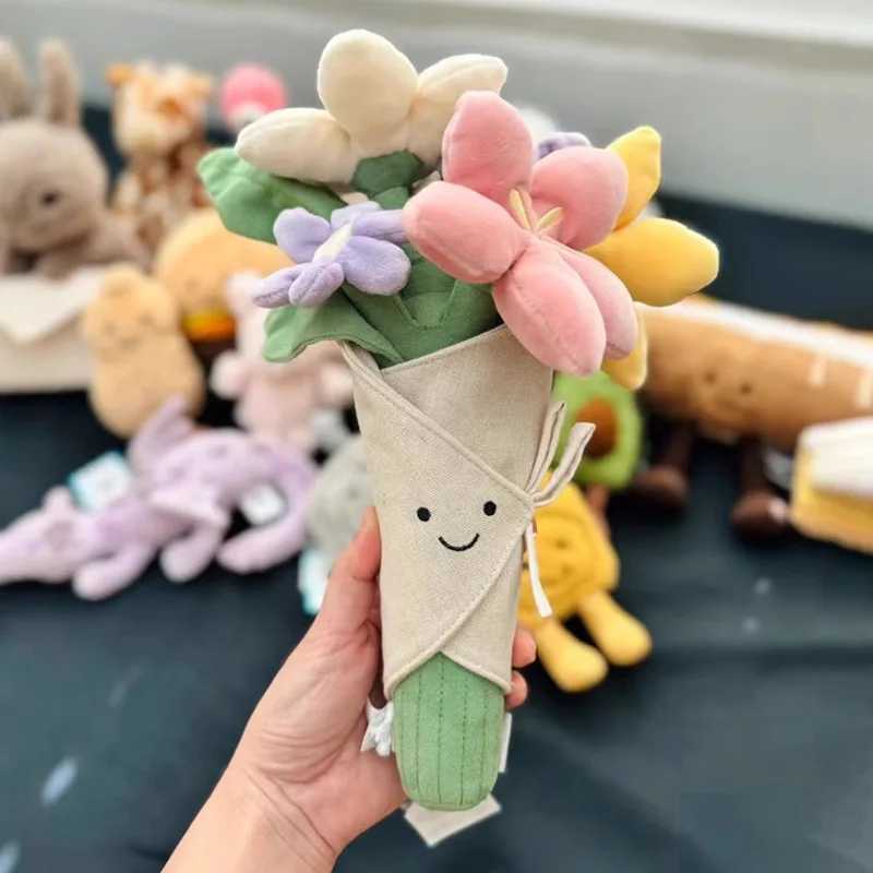 Holding Flowers Plush Toy Eternal Flowers Bouquets Toy Marriage Proposal Props Graduate Ceremy Vntines Day Birthday gift Y250208