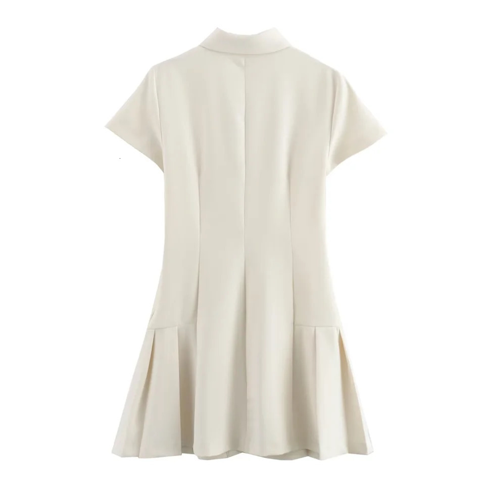PB ZA 2024 Spring Womens Fashion and Elegance Slim Fit Waist versatile Shirt style Short Dress 250208