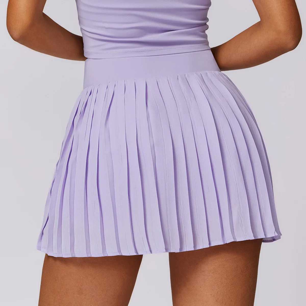Yoga Outfit Safe Tennis Skirts With Pocket Shorts Gym Golf Running Pleated Pantskirt SEXY Women Sports Fitness High Waist Skort H250207