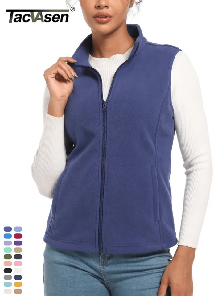 TACVASEN Autumn Winter Soft Warm Vest Womens Fashion Fleece Sleeveless Jacket Lightweight Outdoor Casual Zipper Front Waistcoat 250207