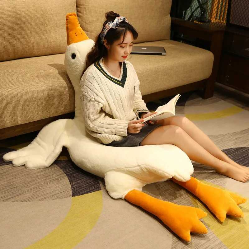 130CM Giant White Duck Plushie Toys Soft Stuffed Big Wings Goose Doll Lovely Animal Pillow For Children Girls Birthday Gifts Z250208