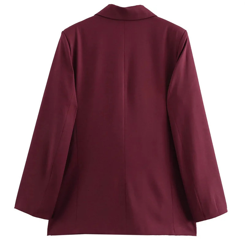 HXAO Womens Blazer Office Wear Women Burgundy Blazers Outerwears Autumn Suit Jacket Red Long Sleeve Coats Mujer 250208wtt