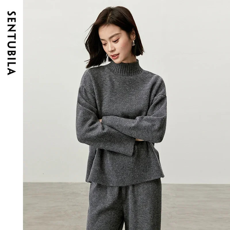 SENTUBILA Comfort Knit 2-piece Pants Set for Women Winter Knitted Floral Sweater Elastic Waist Pants for Women Knitwear W44Z57200 250207
