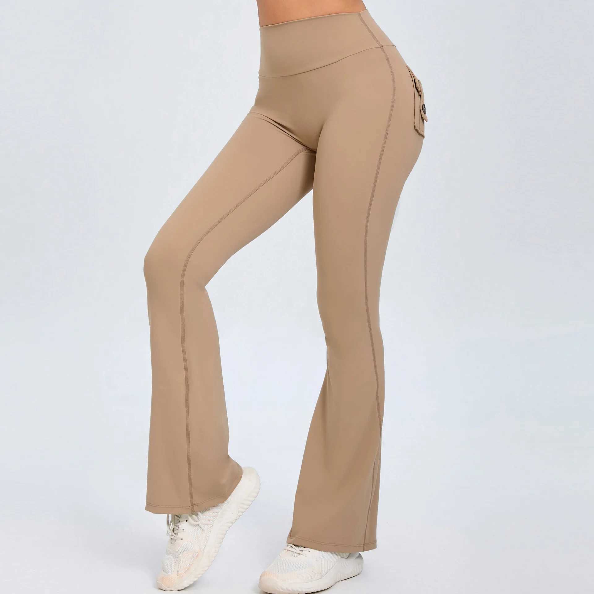 Yoga Outfit Casual Baggy Pocket Pants Sexy High Waist Flared Women Fitness Sweatpants Female Push Up Dance Trousers Gym Workout H250207
