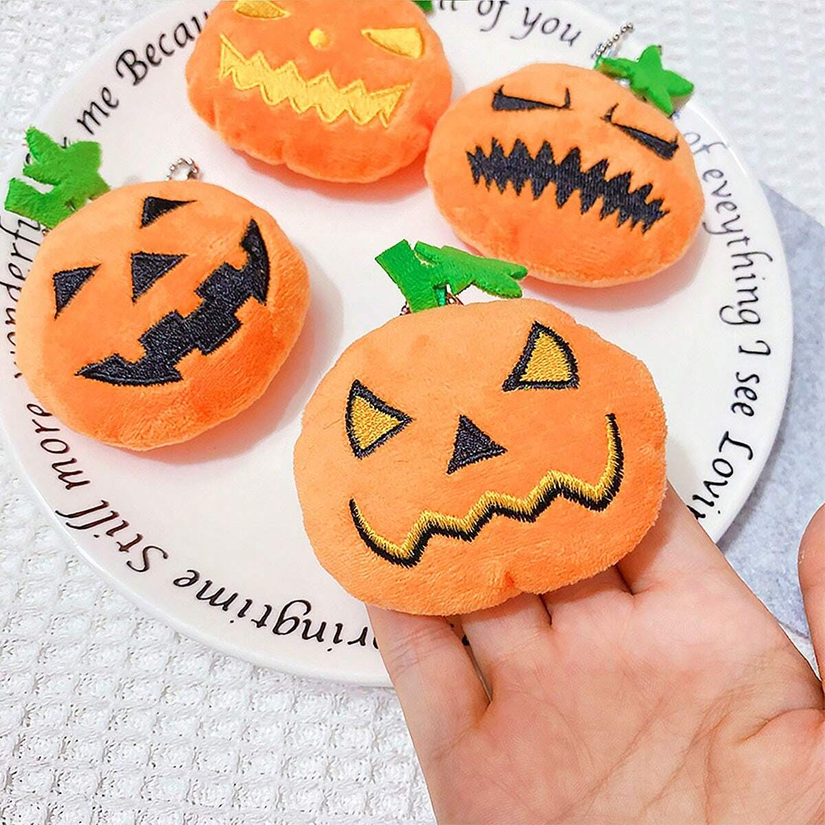 10pc-Cat dog interactive squeaking Halloween pumpkin plush toy, filled toy with sound, non battery powered
